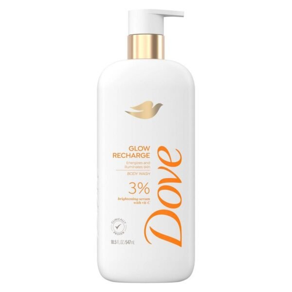 Dove Glow Recharge Women’s Body Wash 3% Brightening Serum with Vitamin C 547ml x12