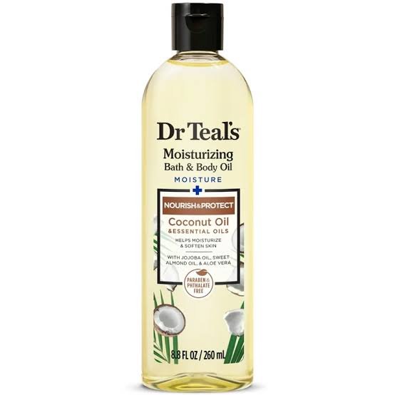 Dr Teal’s Coconut Oil Moisturizing Bath & Body Oil  | Deep Hydration, Skin Softening & Glow 260ml
