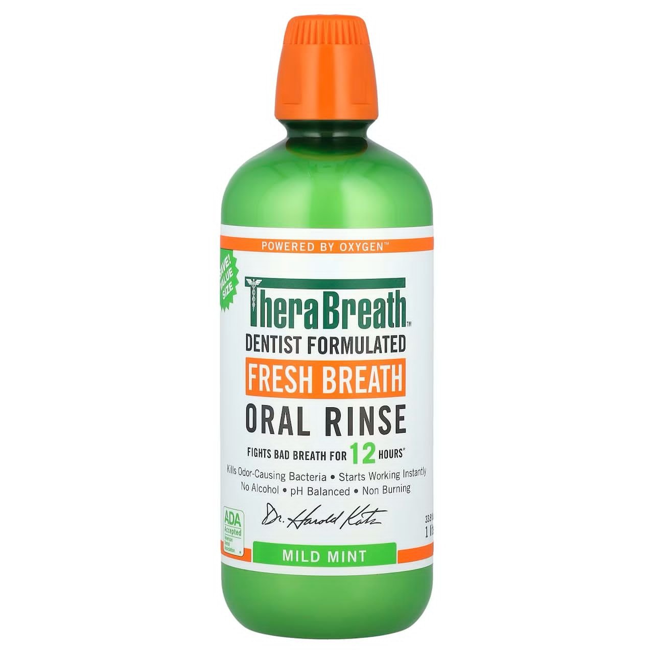 TheraBreath Mild Mint Mouthwash 473ml | Gentle Daily Oral Rinse