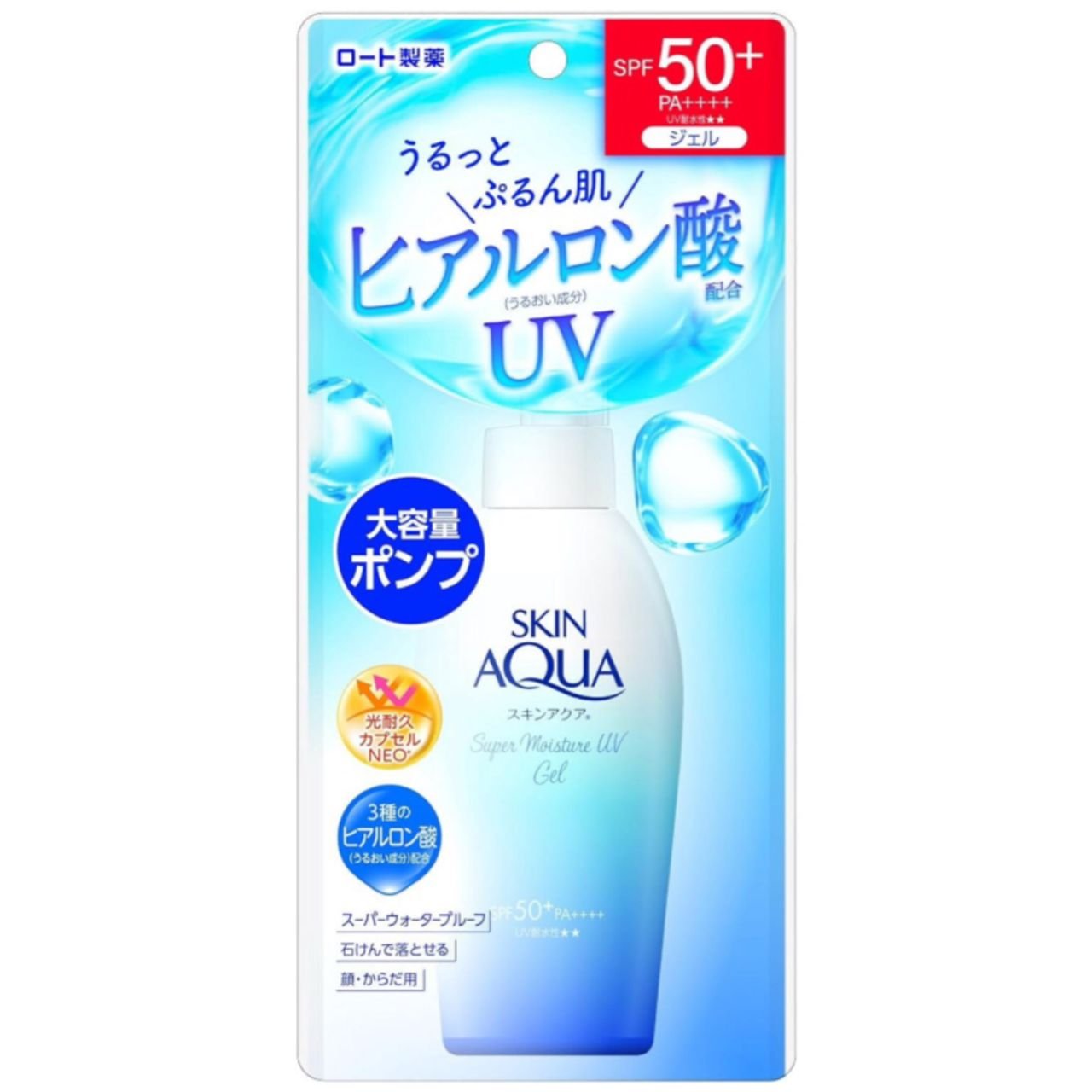 Rohto Skin Aqua Super Moisture UV Gel SPF50+ PA++++ | Sunscreen for Face & Body 140g