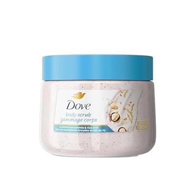 Dove Exfoliating Body Scrub – Crushed Macadamia & Rice Milk (450g) – Moisturizing & Smoothing Skin Polish
