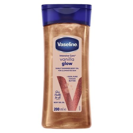 Vaseline Intensive Care Vanilla Glow Body Oil – Moisturizing Radiant Skin Oil with Vanilla Extract for Soft & Smooth Glow Skin