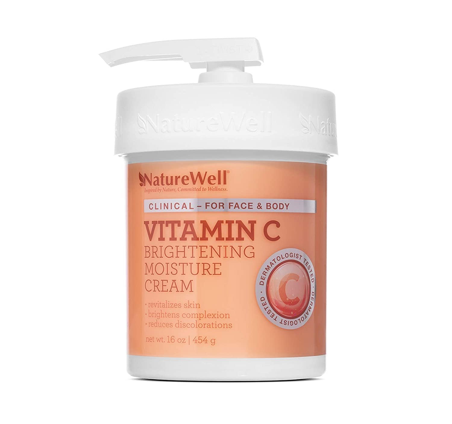 NATUREWELL Vitamin C Brightening Moisture Cream for Face, Body, & Hands